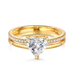 Jeulia Heart Cut Double Shank Sterling Silver Engagement Ring