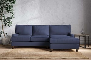nkuku Marri Large Right Hand Chaise Sofa | Make To Order | Recycled Cotton Navy | No Colour