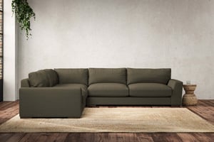 nkuku Guddu Large Left Hand Corner Sofa | Make To Order | Recycled Cotton Moss | No Colour