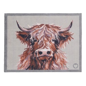 Heritage Highland Cow Washable Doormat - 65x85cm