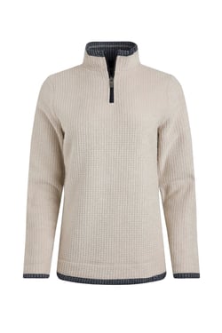 Weird Fish Beye 1/4 Zip Grid Fleece Ecru Size 12