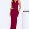 Bloomlit Nights Halter Maxi Dress Red