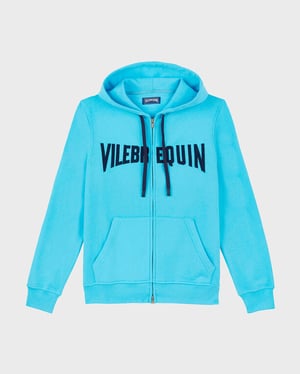 Vilebrequin - Men Cotton Full Zip Hoodie Sweatshirt Stitched Logo - Sweater - Martin-z - Blue - Size XXL