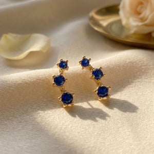 Sapphire September Birthstone Climber Stud Earrings
