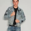 Vintage Patched Denim Jacket in Light Blue