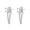 Pearl Chain Stud Earrings Sterling Silver