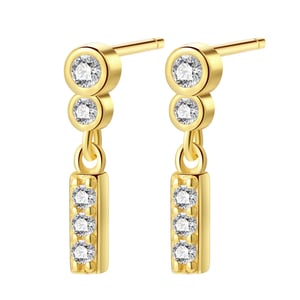 Two Orbs Drop Stud Earrings Sterling Silver