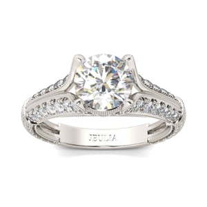 Jeulia Vintage Milgrain Round Cut Sterling Silver Ring