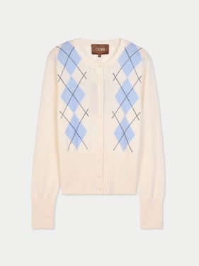 Cashmere Argyle Cardigan - XL / coconut milk / WK1115-0755/0520-0147