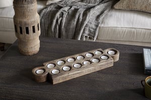nkuku Makala Reclaimed Wood Tealight Holder | Candles Holders & Lanterns | One Size | Natural