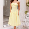 Adelaide Strapless Bubble Midi Dress Yellow