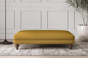 nkuku Deni Large Dining Footstool | Make To Order | Recycled Cotton Ochre | No Colour