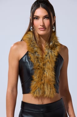 AKIRA Dont Touch Fur Bralette | Black | Size 1X