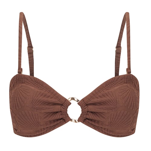 Bandeau Bikini Top-Embossed Chocolate Shells