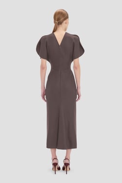 Victoria Beckham Bela Midi Dress In Ore - 16 - Womens