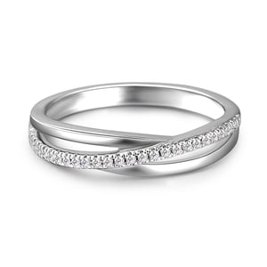 Jeulia "Eternal Promise" Crossover Design Sterling Silver Women's Band