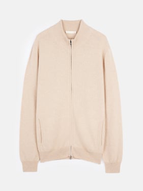 Organic Color Essential Full-Zip Cashmere Cardigan - 3XL / Beige / MK03-02