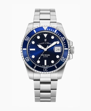 PRO SCUBA 43 Three-hands Date Silver-tone Blue dial Stainless steel swiss watch - 43 mm