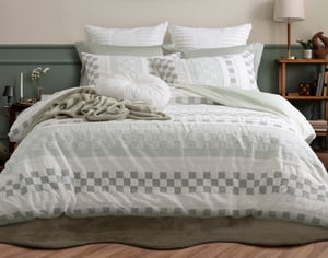 QE Home Tazio Duvet Cover, Cotton Set, Geometric, Green, Twin