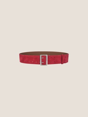 Cowhide Wide Retro Matte Belt - Ruby Red / One Size