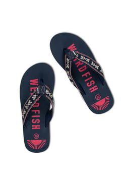Weird Fish Hamdon Jacquard Flip Flop Navy Size 9