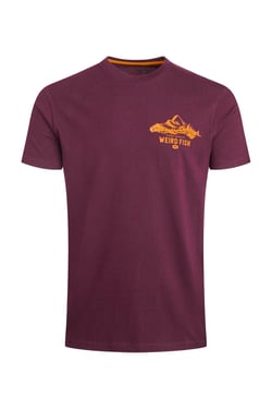 Weird Fish Mountain Valley Back Print Graphic T-Shirt Aubergine Size XL