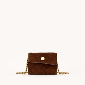 Hammitt Montana Pendant Chocolate Diamond Suede Antique Gold
