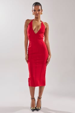 AKIRA Tia Bandage Midi Dress | Red | Size XL