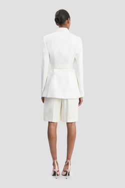 Victoria Beckham Belted Tailored Jacket In Ivory - 14 - Womens