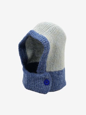 Retro Color-Block Chunky Knit Balaclava Hats - Light Blue / One size