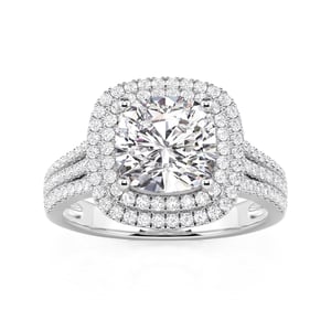 Jeulia Double Halo Square Cushion Cut Engagement Ring