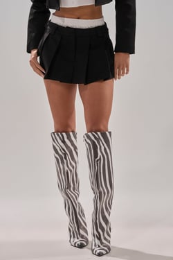 AKIRA Tie Formal Pleated Mini Skirt | Black | Size Large