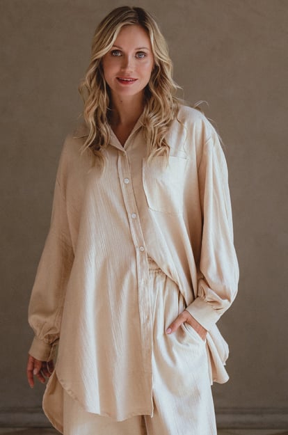 Calin Long Sleeve Oversized Shirt (Sale)