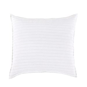 Blake Striped Linen Euro Sham   White /  Ocean
