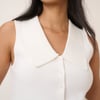 White Collared Detail Knitted Top
