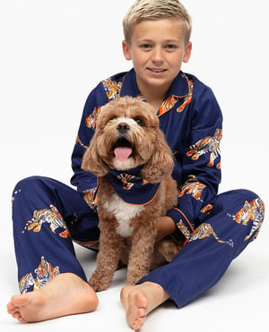 Indigo Tiger Print Dog Neckerchief - ONESIZE
