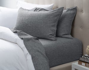 QE Home European Linen Pillowcases in Indigo Grey (Set of 2), King
