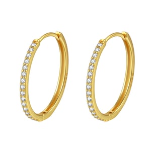 Clear Stone Hoop Earrings Sterling Silver