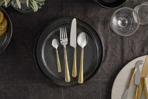 nkuku Osko Cutlery Set Set Of 16 | Serveware | Brushed Gold