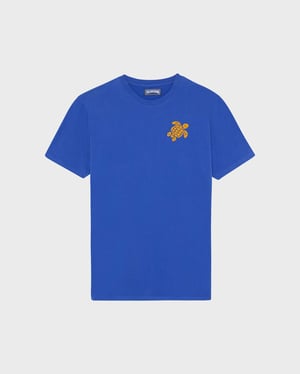 Vilebrequin - Men Organic Cotton T-shirt Big Turtle Embroidery - Tee Shirt - Partisol - Blue - Size XXXL