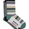 Weird Fish Parade Patterned Socks 3 Pack Navy Size 4-7