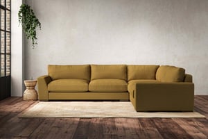 nkuku Guddu Large Right Hand Corner Sofa | Make To Order | Recycled Cotton Ochre | No Colour