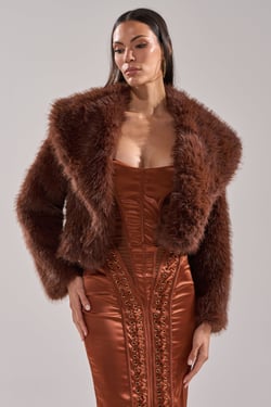 AKIRA Poppy Cropped Faux Fur | Brown | Size 1X/2X