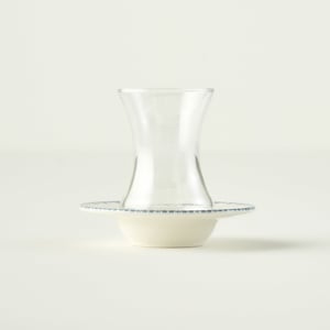 Bleu Blanc Tea Glass Set with Saucers (6-Piece)