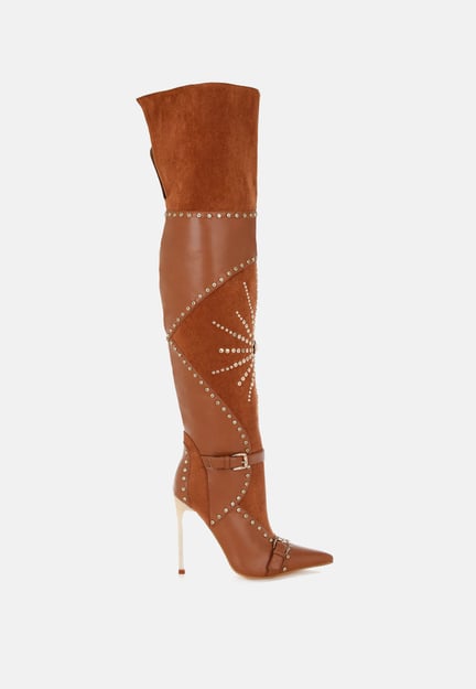 Medira Pointed Toe Embellished Stiletto Boots