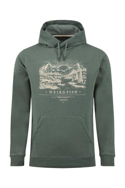 Weird Fish Bryant Front Print Graphic Popover Hoodie Basil Size XL