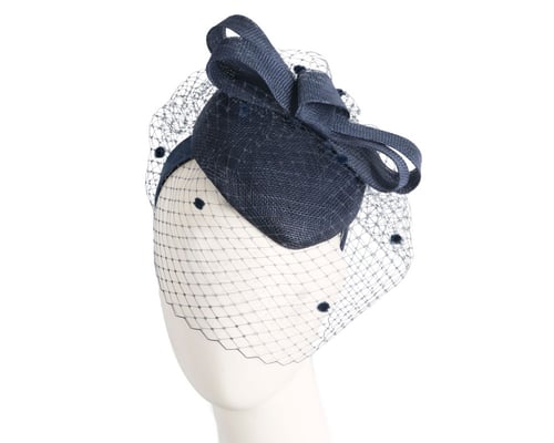 Navy pillbox hat with veil by Fillies Collection