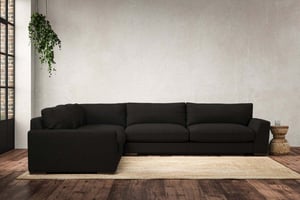 nkuku Guddu Left Hand Corner Sofa | Make To Order | Grand | Brera Linen Charcoal