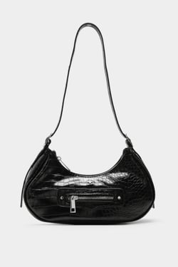 Moto Bag Black Croc Silver