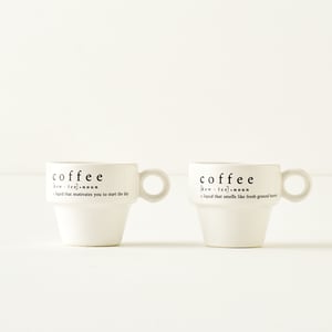 Coffeeaholic Ceramic Espresso Cup (Set of 2)